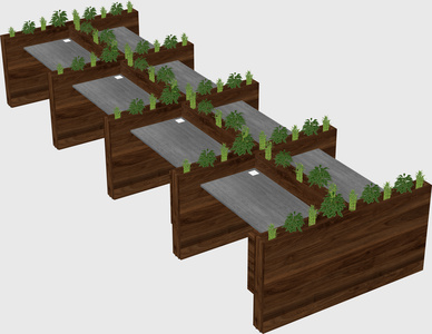 Rectangular shared desk