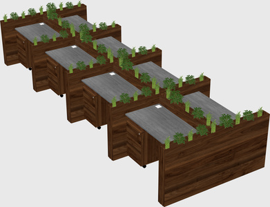 Rectangular shared desk