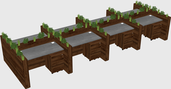 Rectangular shared desk