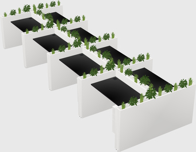 Rectangular shared desk