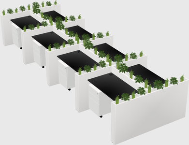 Rectangular shared desk