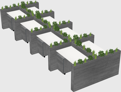 Rectangular shared desk