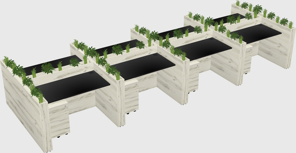 Rectangular shared desk