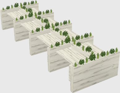 Rectangular shared desk