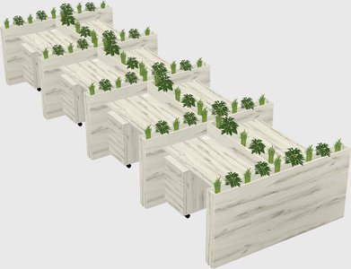 Rectangular shared desk