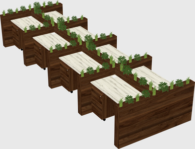 Rectangular shared desk