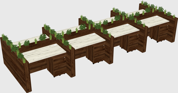 Rectangular shared desk
