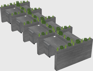 Rectangular shared desk