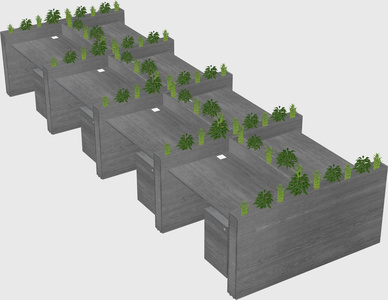 Rectangular shared desk