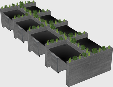 Rectangular shared desk
