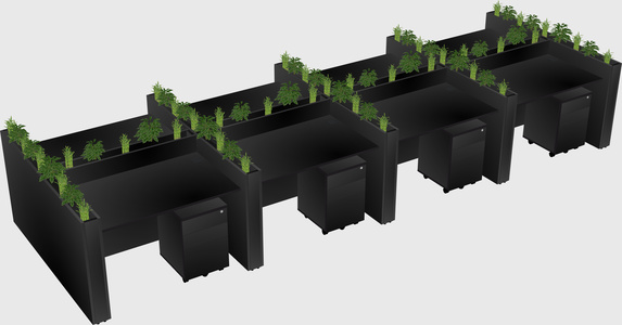 Rectangular shared desk