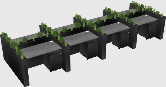 Rectangular shared desk