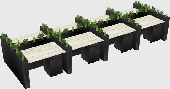 Rectangular shared desk