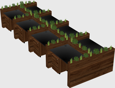 Rectangular shared desk