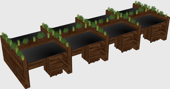 Rectangular shared desk