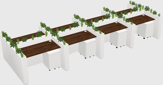 Rectangular shared desk