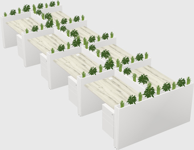 Rectangular shared desk