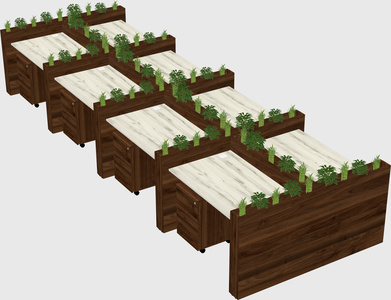 Rectangular shared desk