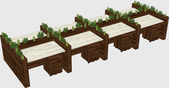 Rectangular shared desk