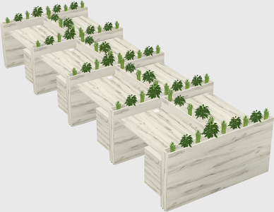 Rectangular shared desk