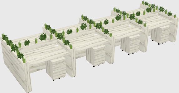 Rectangular shared desk