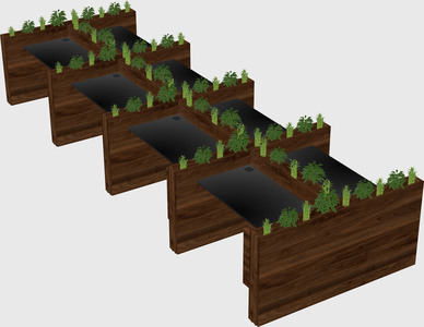 Rectangular shared desk