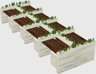 Rectangular shared desk