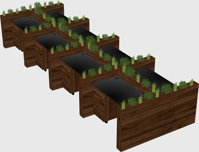 Rectangular shared desk