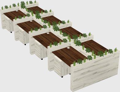 Rectangular shared desk