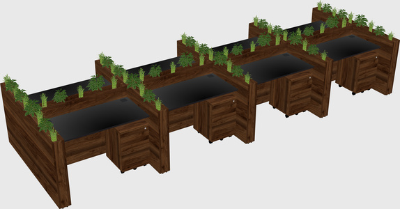 Rectangular shared desk