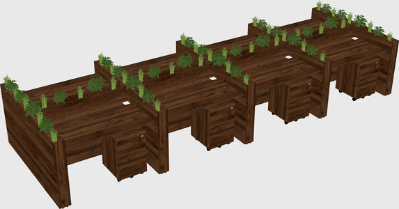 Rectangular shared desk