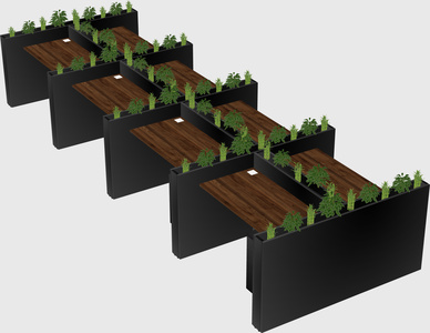 Rectangular shared desk