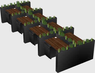 Rectangular shared desk