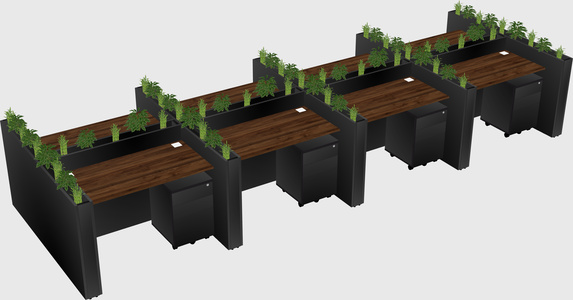 Rectangular shared desk