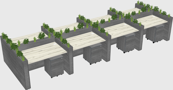 Rectangular shared desk