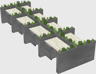 Rectangular shared desk