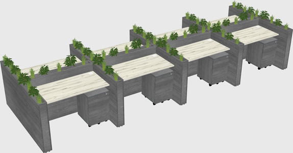 Rectangular shared desk