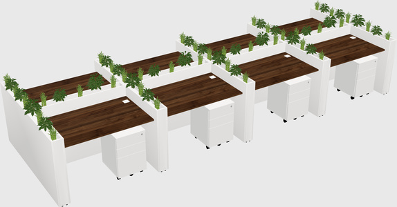 Rectangular shared desk
