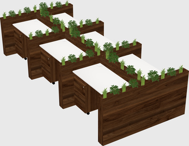 Rectangular shared desk