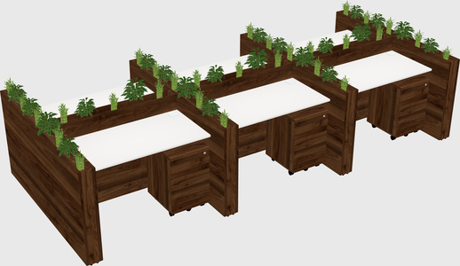 Rectangular shared desk