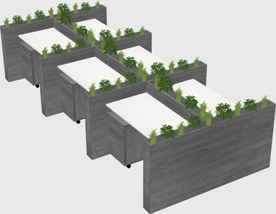 Rectangular shared desk