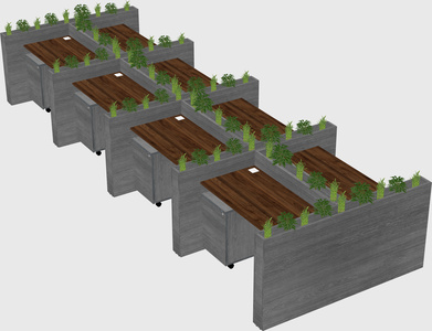 Rectangular shared desk