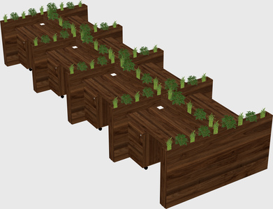 Rectangular shared desk