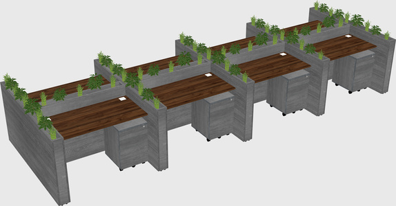 Rectangular shared desk