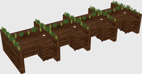 Rectangular shared desk