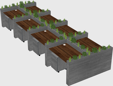Rectangular shared desk