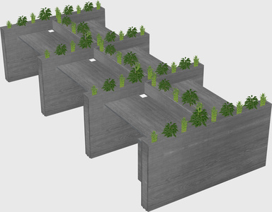 Rectangular shared desk