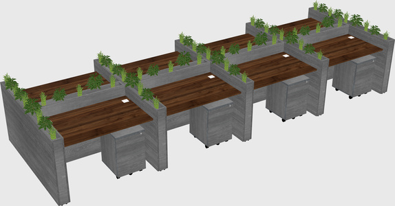 Rectangular shared desk
