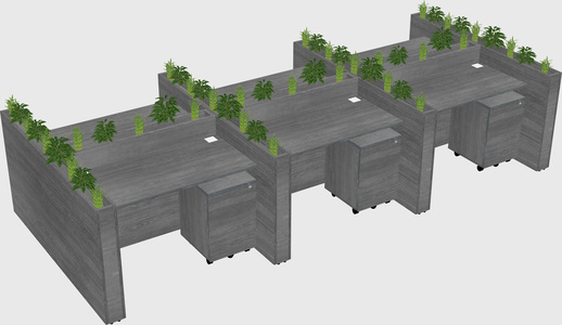 Rectangular shared desk