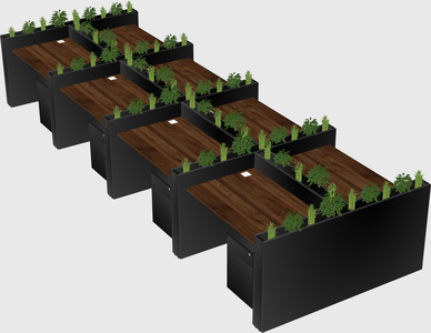 Rectangular shared desk